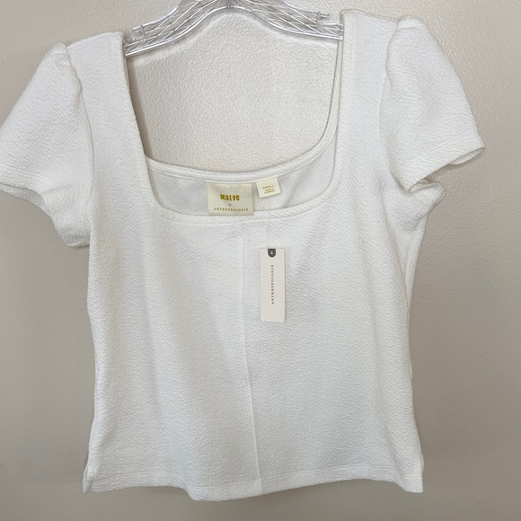Maeve by Anthropologie White Textured Square Neck Top, New With Tags,White Knit - Picture 13 of 16